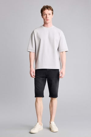 Loose Fit Bisiklet Yaka Kısa Kollu Ağır Kumaş Basic Tişört