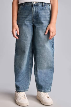 DeFacto Baggy Fıt Jean Mavi Pantolon Kız Çocuk H6244A826AUNM28