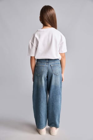 DeFacto Baggy Fıt Jean Mavi Pantolon Kız Çocuk H6244A826AUNM28