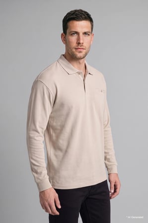 Regular Fit Düğmeli Polo Yaka Basic Sweatshirt