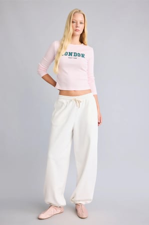 Loose Fit Beli Bağcıklı Kalın Kumaş Eşofman Altı