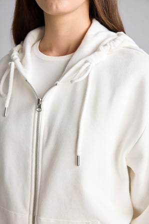 Relax Fıt Kapüşonlu Basıc Düz Kalın Sweatshirt Kumaşı Hırka