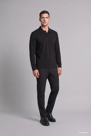 Regular Fit Düğmeli Polo Yaka Basic Sweatshirt