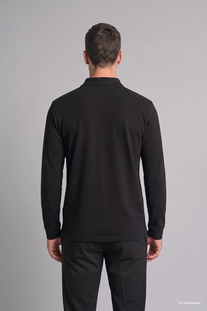 Regular Fit Düğmeli Polo Yaka Basic Sweatshirt