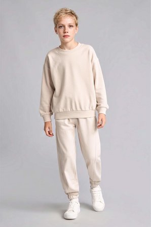 DeFacto Oversıze Bisiklet Yaka Bej Sweatshirt Erkek Çocuk H7135A826AUBG186