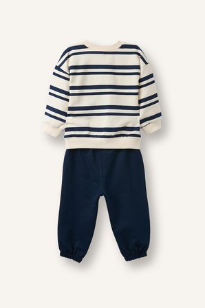 DeFacto Çizgili Bisiklet Yaka Sweatshirt Üst Lastikli Paça Alt 2'li Takım Erkek Bebek I0235A526AUNV256