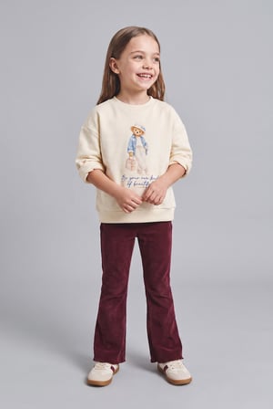 Bisiklet Yaka Ayıcıklı Kalın Sweatshirt Kız Bebek