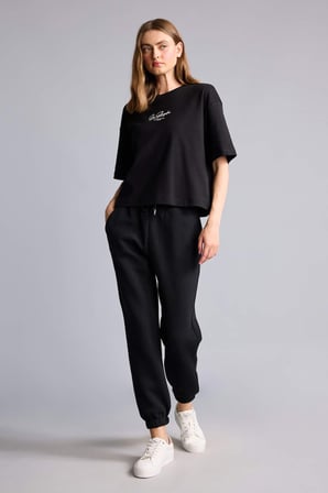 DeFacto Jogger Fıt Basıc Düz Kalın Sweatshirt Kumaşı Pantolon W1505AZ26WNBK81
