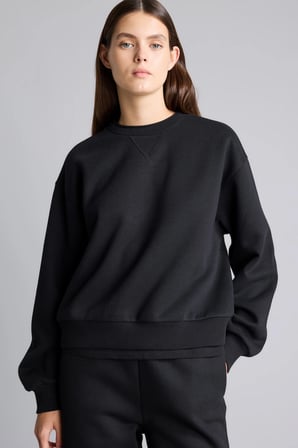 Relax Fıt Bisiklet Yaka Kalın Kumaş Sweatshirt