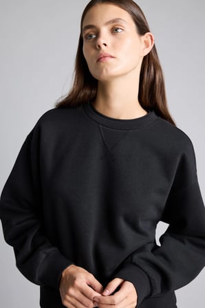 Relax Fıt Bisiklet Yaka Kalın Kumaş Sweatshirt