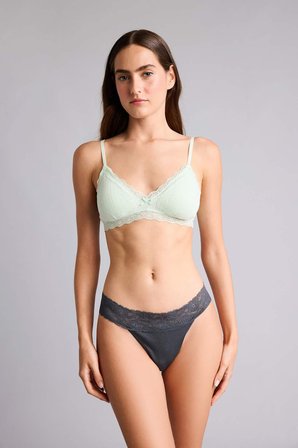 Dantel Detaylı Çıkarılabilir Kap Çıkarılabilir Pedli Balensiz Bralet