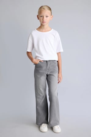 Flare Fit Geniş Paça Jean Pantolon Kız Çocuk