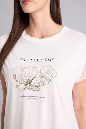 DeFacto Regular Fıt Bisiklet Yaka Floral Kısa Kollu Tişört H7605AX26SMER105