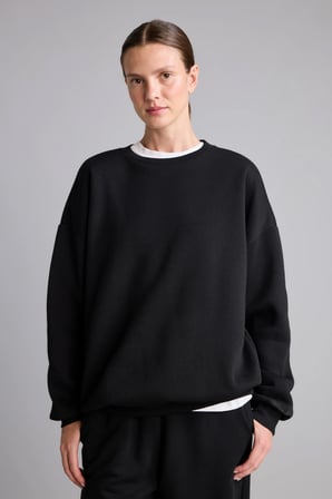 Okula Dönüş Oversıze Bisiklet Yaka Basıc Düz Kalın Sweatshirt Kumaşı Sweatshirt