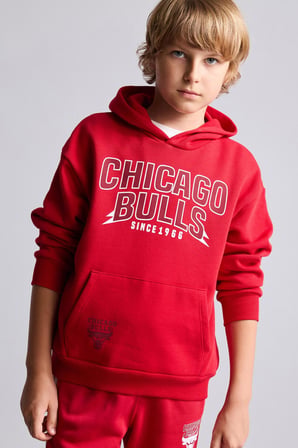 NBA Chicago Bulls Baskılı Kanguru Cepli Kapüşonlu Sweatshirt Erkek Çocuk