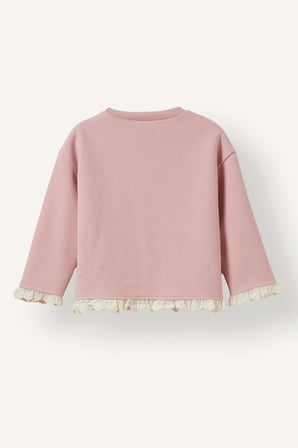 Regular Fıt Bisiklet Yaka Çiçekli Sweatshirt Kız Bebek