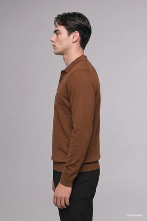 Standart Fit Düğmeli Polo Yaka Triko Basic Kazak