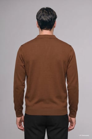 Standart Fit Düğmeli Polo Yaka Triko Basic Kazak