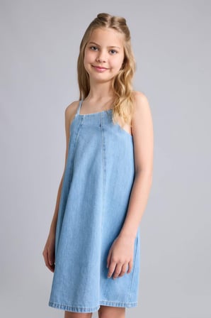 DeFacto Askılı Jean Açık Mavi Mini Elbise Kız Çocuk H6520A826SMNM39