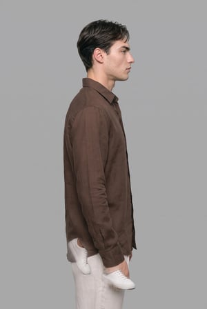 DeFacto %100 Keten Regular Fit Polo Yaka Basic Uzun Kollu Gömlek C1825AX26SMBN151