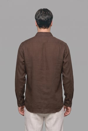 DeFacto %100 Keten Regular Fit Polo Yaka Basic Uzun Kollu Gömlek C1825AX26SMBN151
