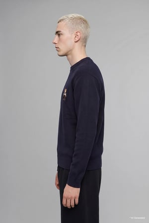 Relaxed Fit Bisiklet Yaka Ayıcık Nakışlı Triko Kazak