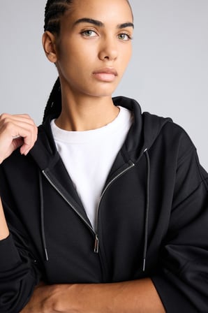 DeFacto Ultra Yumuşak Oversize Fermuarlı Kapüşonlu Cepli Basic Sweatshirt Hırka H5189AX26AUBK81