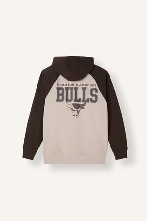 NBA Chicago Bulls Baskılı Reglan Kollu Oversize Kapüşonlu Fermuarlı Sweatshirt Hırka