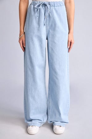 Wıde Leg Yüksek Bel Mavi Jean Pantolon