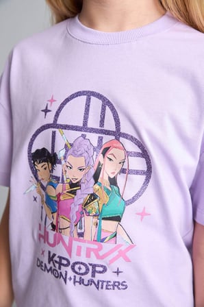 Kpop - Demon Hunters Relax Fıt Bisiklet Yaka Kısa Kollu Tişört Kız Çocuk
