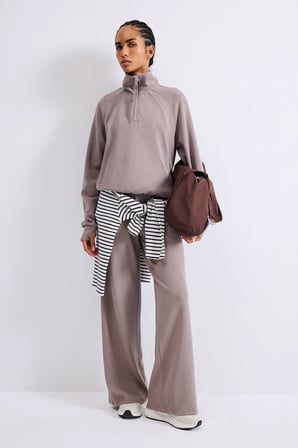 Yarım Fermuarlı Dik Yaka Waffle Sporcu Basic Sweatshirt