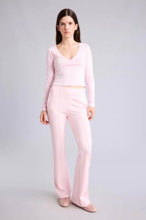 Flare Fit Elastik Bağlamalı Bel Modal Pantolon
