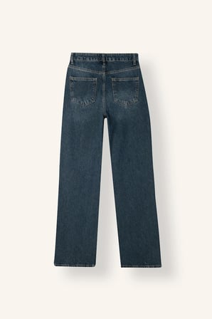90's Wide Leg Yüksek Bel Yıkama Efektli Jean Pantolon