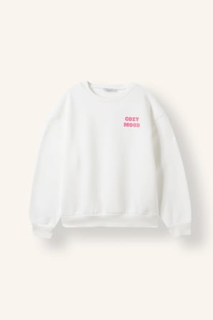 Relaxed Fit Bisiklet Yaka Baskılı 2'li Sweatshirt Kız Çocuk