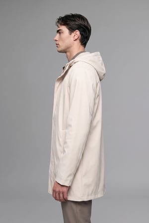 Regular Fit Kapüşonlu Çıtçıtlı Astarlı Suni Deri Parka