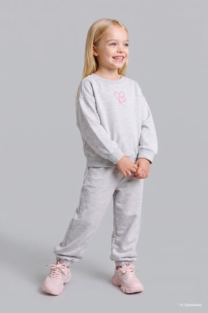DeFacto %100 Pamuk Baskılı Sweatshirt Üst Lastikli Paça Alt 2'li Takım Kız Bebek I4475A526AUGR28