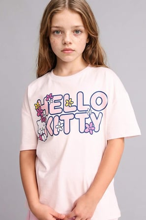 DeFacto Hello Kitty Relax Fıt Bisiklet Yaka Kısa Kollu Tişört Kız Çocuk H3476A826HSPN671