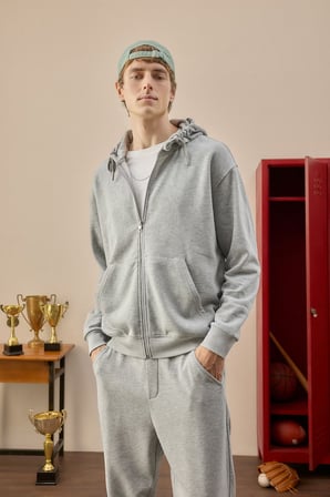 DeFacto Relax Fit Kapüşonlu İçi Yumuşak Tüylü Basic Düz Cepli Kalın Fermuarlı Sweatshirt D7599AX26AUGR210