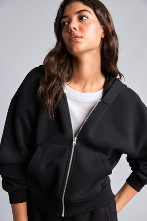 DeFacto Regular Pamuklu Fıt Kapüşonlu Fermuarlı Siyah Sweatshirt I2412AX26AUBK81