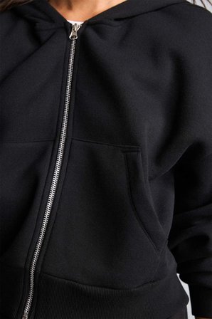 DeFacto Regular Pamuklu Fıt Kapüşonlu Fermuarlı Siyah Sweatshirt I2412AX26AUBK81