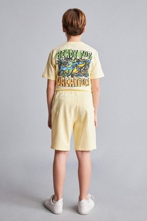 DeFacto %100 Pamuk Oversıze Palmiye Baskılı Sweatshirt Kumaşı Şort Erkek Çocuk H8220A826HSYL487