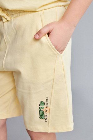 DeFacto %100 Pamuk Oversıze Palmiye Baskılı Sweatshirt Kumaşı Şort Erkek Çocuk H8220A826HSYL487