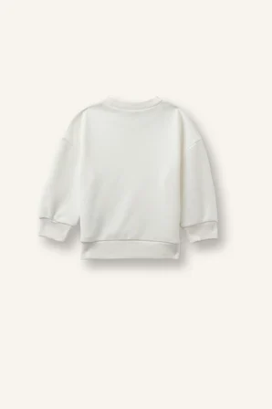 Baskılı Bisiklet Yaka Kalın Kumaş Sweatshirt Kız Bebek