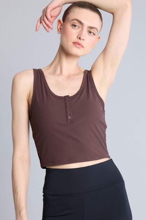 DeFacto Crop Top Düğmeli Yaka Sporcu Kahverengi Atlet H1218AX26HSBN130