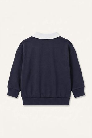 Oversıze Polo Yaka Baskılı Sweatshirt Kumaşı Sweatshirt Erkek Bebek