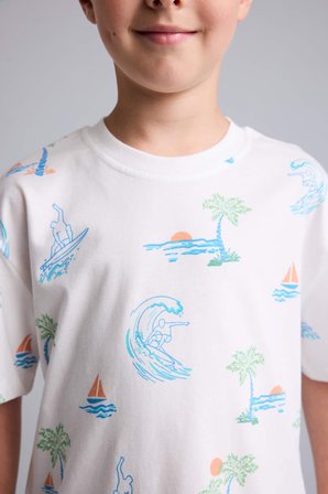 DeFacto %100 Pamuk Dinazor Desenli 2'li Ecru Pijama Takımı Erkek Bebek H5396A826HSER83