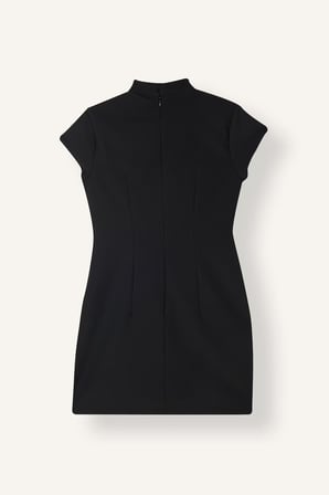 Cut-Out Detaylı Hakim Yaka Kısa Kollu Mini Elbise