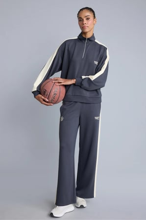 NBA Brooklyn Nets Yanı Şeritli Cepli Wide Leg Geniş Paça Dalgıç Kumaş Sporcu Eşofman Altı