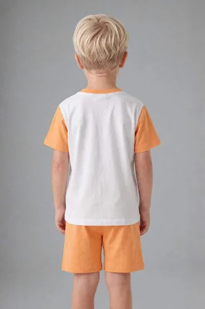 DeFacto %100 Pamuk Dinazor Desenli 2'li Ecru Pijama Takımı Erkek Bebek H8218A526HSER105