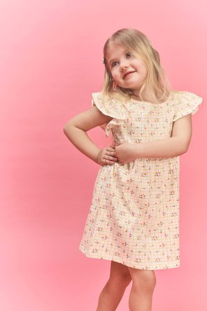 DeFacto Desenli Fırfırlı Kısa Kollu Elbise Kız Bebek H2176A526SMWT34